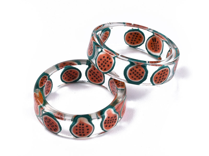 Achat Bague en résine époxy transparente - Pastèque