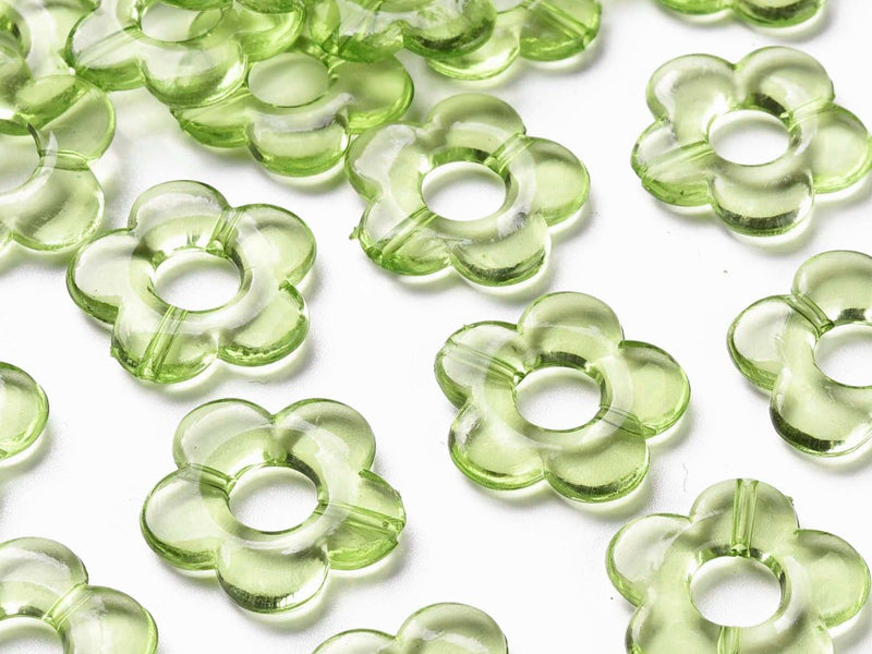 Achat 20 perles fleurs transparentes - Vert