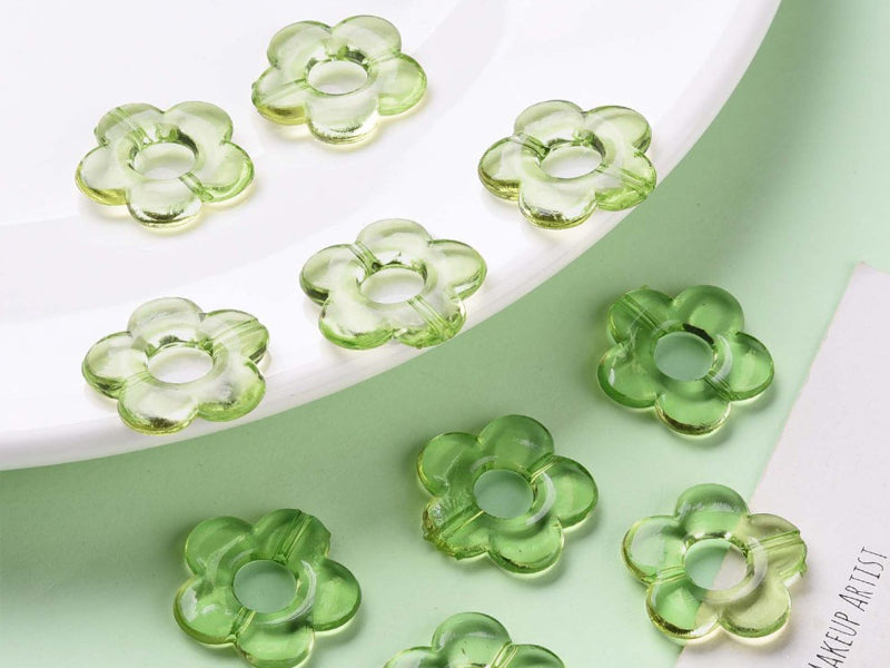 achat 20 perles fleurs transparentes - Vert