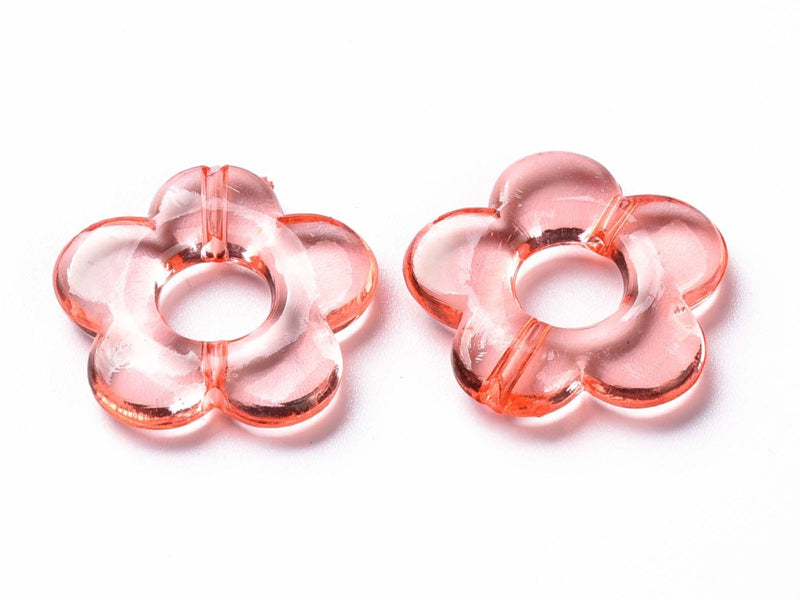 achat 20 perles fleurs transparentes - Corail