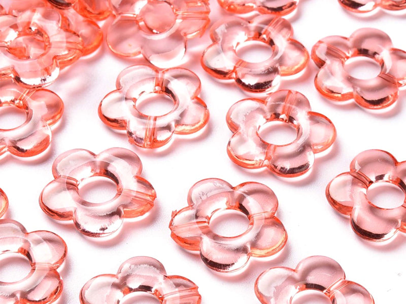 Achat 20 perles fleurs transparentes - Corail