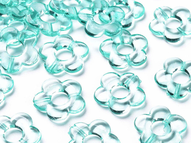 Achat 20 perles fleurs transparentes - Turquoise