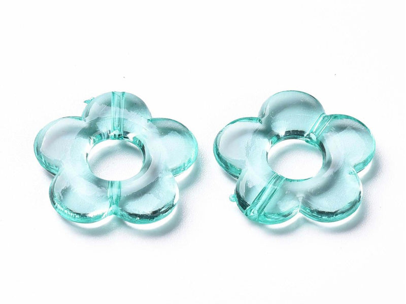 achat 20 perles fleurs transparentes - Turquoise