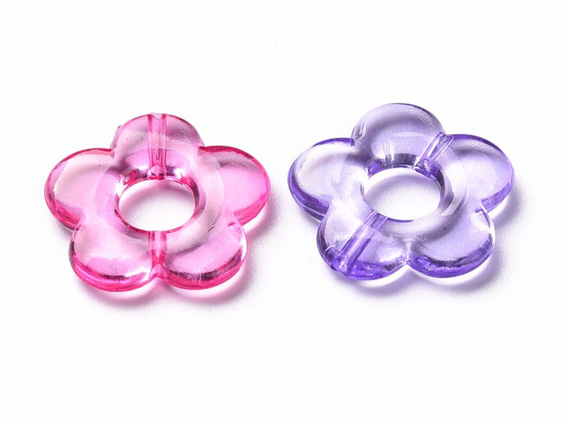 achat 20 perles fleurs transparentes - Multicolore