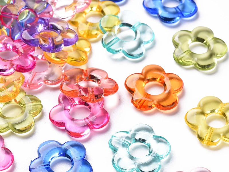 Achat 20 perles fleurs transparentes - Multicolore