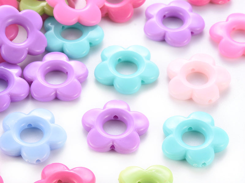 Achat 20 perles fleurs opaques - Multicolore
