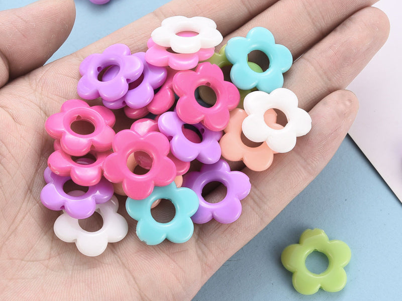 Achat 20 perles fleurs opaques - Multicolore