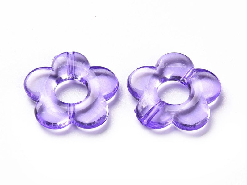 Achat 20 perles fleurs transparentes - Violet