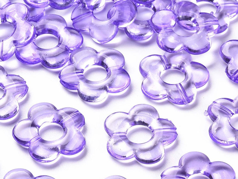 Achat 20 perles fleurs transparentes - Violet