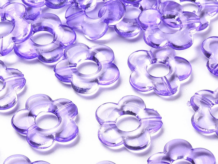 Achat 20 perles fleurs transparentes - Violet
