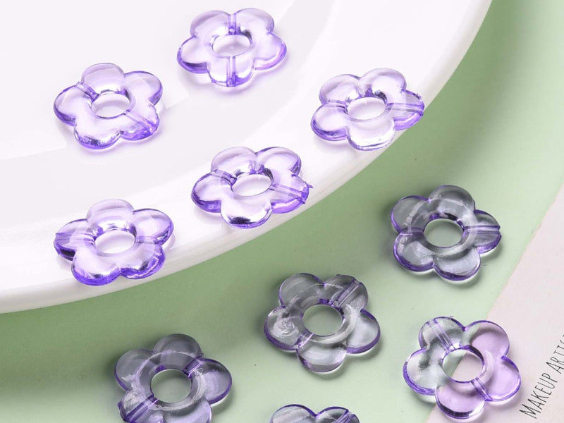 achat 20 perles fleurs transparentes - Violet