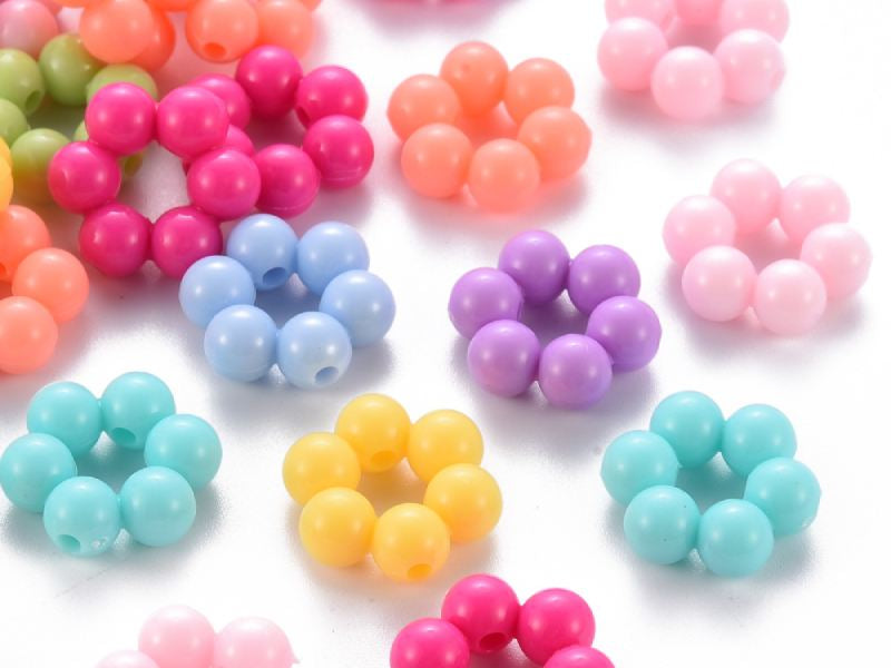 Achat 20 perles fleurs boules opaques - Pastel