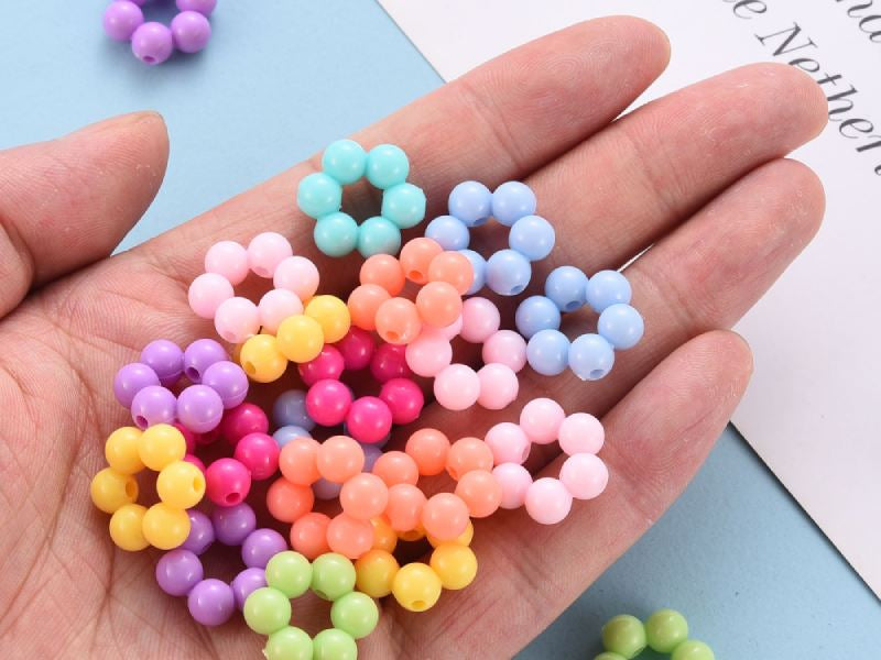 achat 20 perles fleurs boules opaques - Pastel