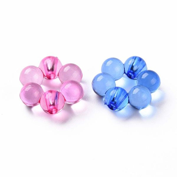 achat 20 perles fleurs boules transparentes - Multicolore