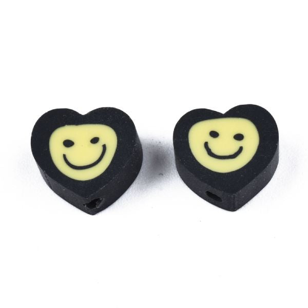 Achat 20 perles en pâte polymère - sourire coeur - Multicolore