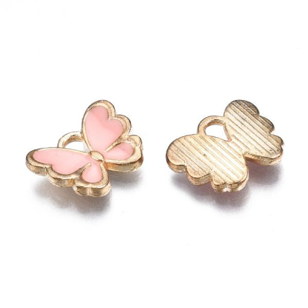 Achat Breloque papillon en émail doré - Rose clair