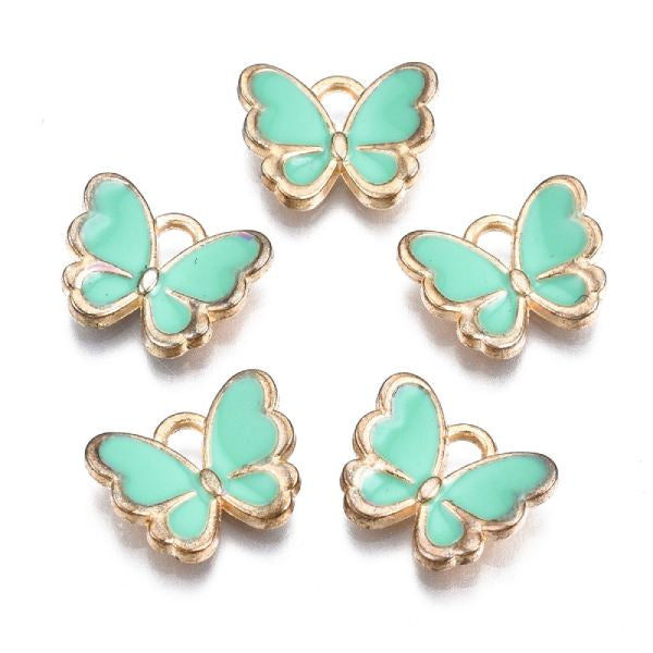Achat Breloque papillon en émail doré - Vert