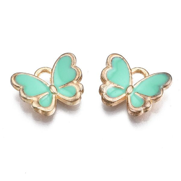 Achat Breloque papillon en émail doré - Vert