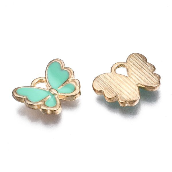 achat Breloque papillon en émail doré - Vert