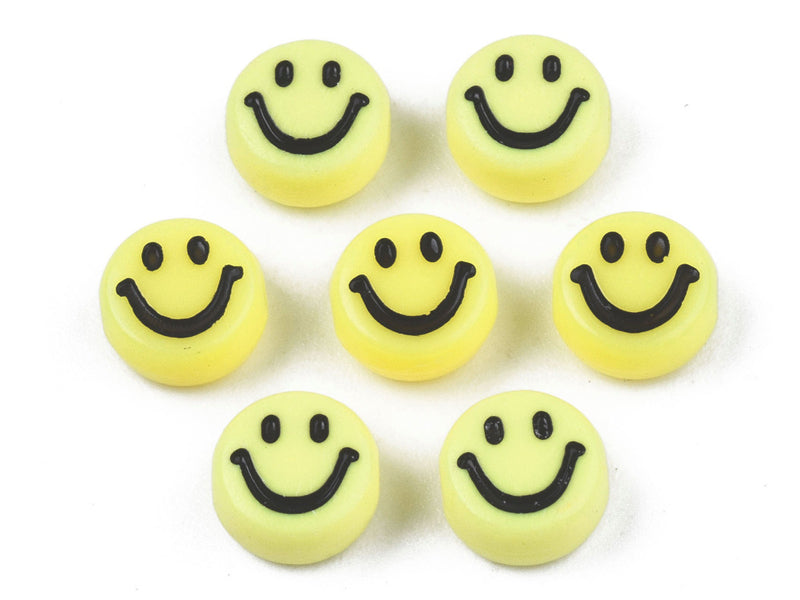 Achat 20 perles sourire en acrylique opaque - Jaune