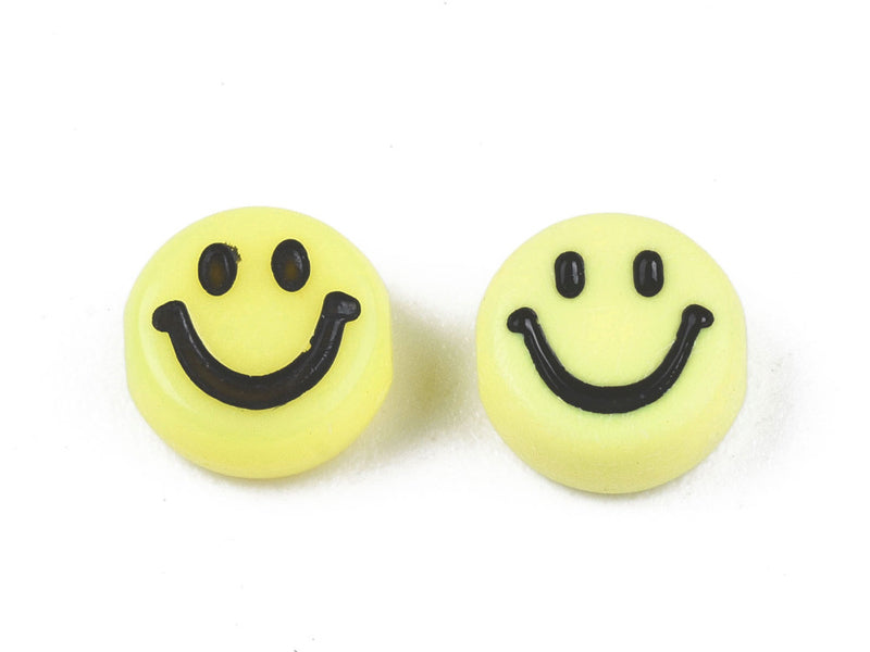 achat 20 perles sourire en acrylique opaque - Jaune