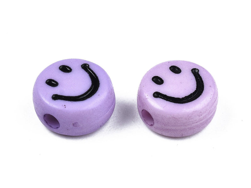 achat 20 perles sourire en acrylique opaque - Violet