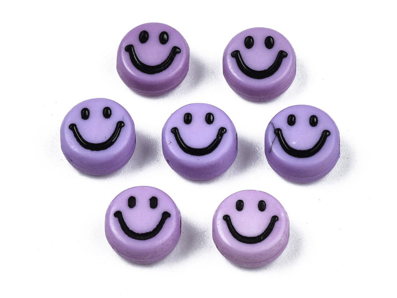 Achat 20 perles sourire en acrylique opaque - Violet