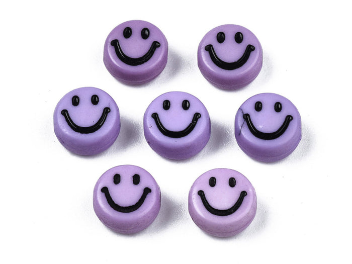 Achat 20 perles sourire en acrylique opaque - Violet
