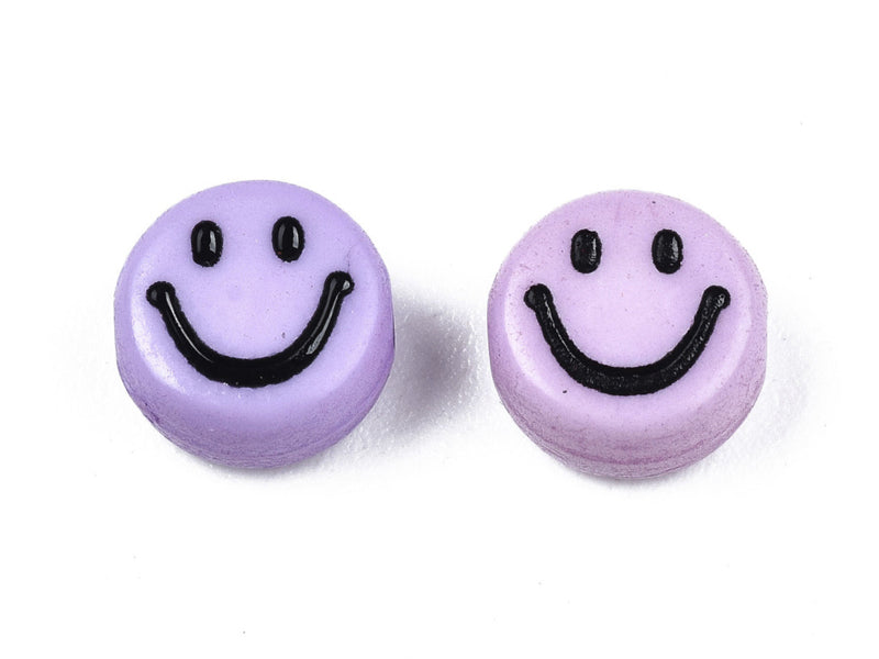 achat 20 perles sourire en acrylique opaque - Violet