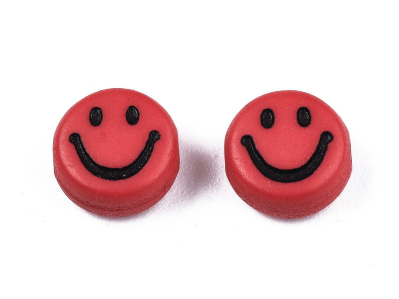 achat 20 perles sourire en acrylique opaque - Multicolore