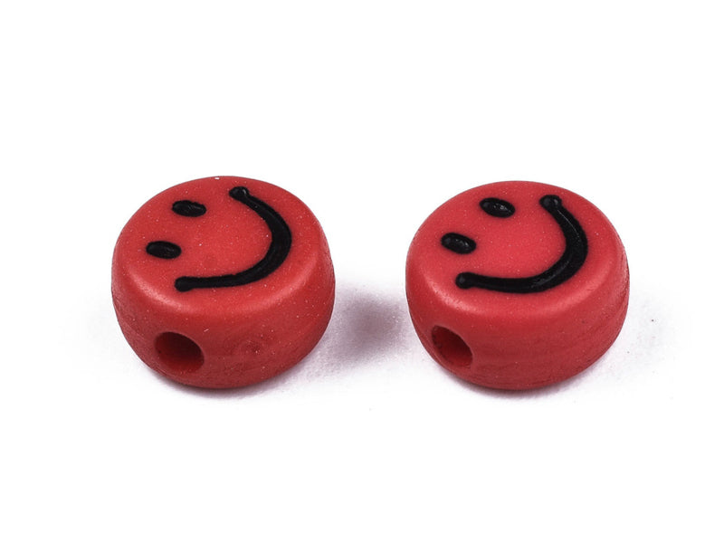 achat 20 perles sourire en acrylique opaque - Multicolore