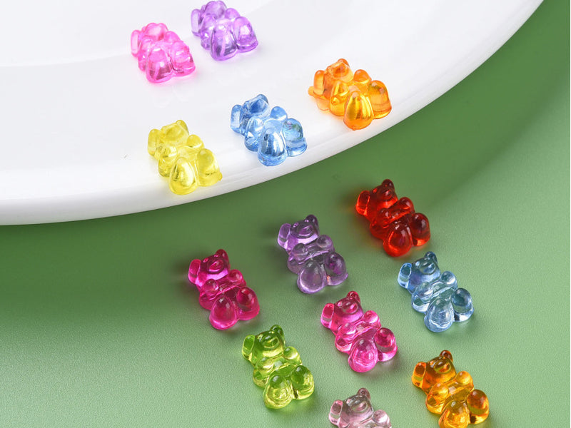 achat 20 perles ours transparentes - Multicolore