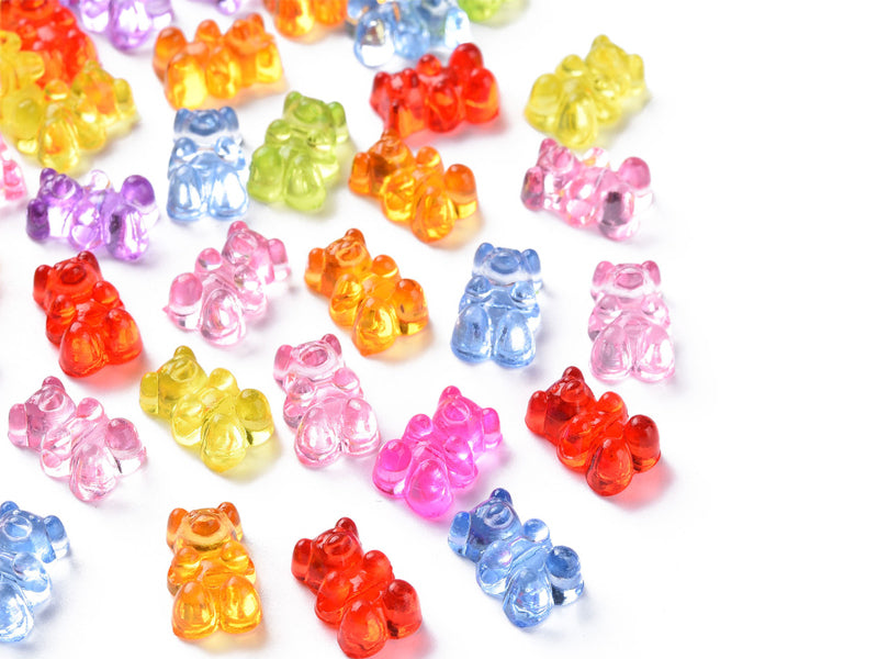Achat 20 perles ours transparentes - Multicolore