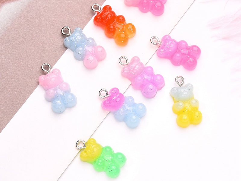achat 20 pendentifs ours en résine - Bicolore