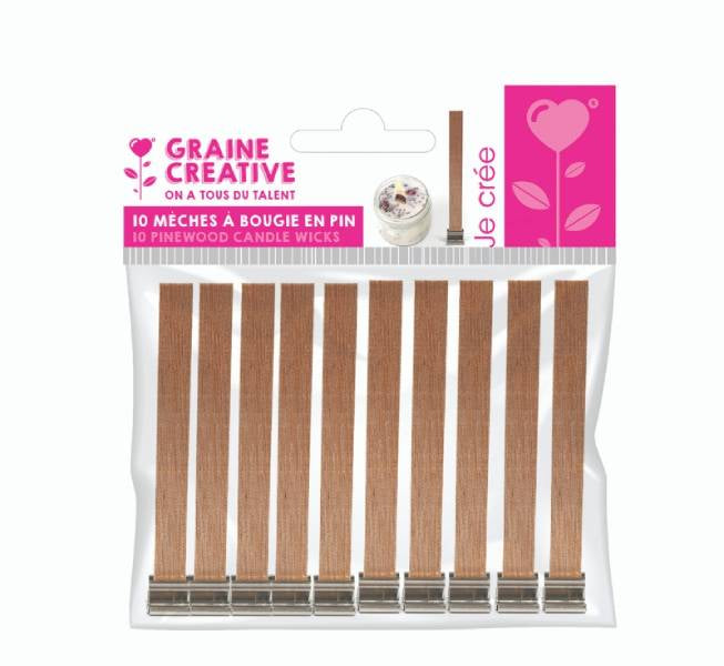 Achat Sachet de 10 mèches bougie en pin et socle en métal - 2 cm de largeur