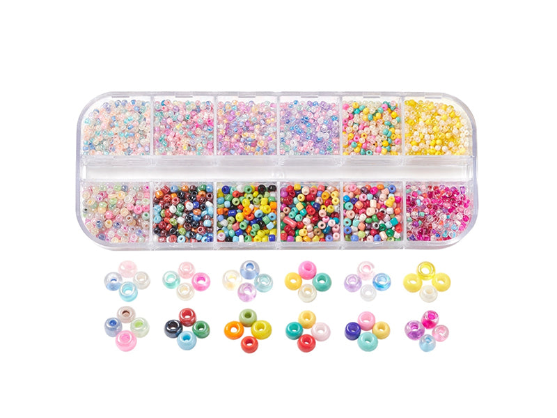 Achat Boite d'assortiment de perles de rocaille - 12 compartiments multicolores