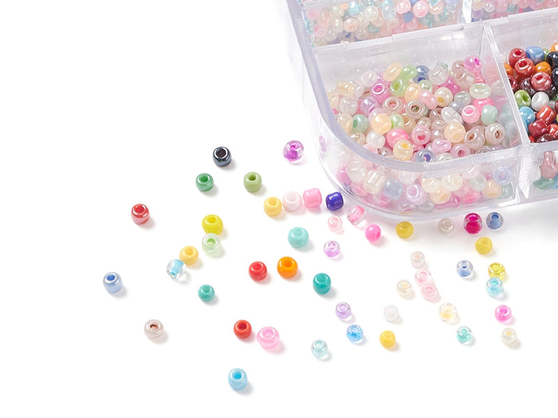 achat Boite d'assortiment de perles de rocaille - 12 compartiments multicolores