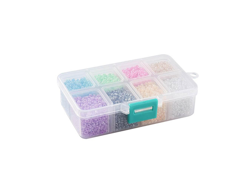 achat Boite d'assortiment de perles de rocaille - 8 couleurs