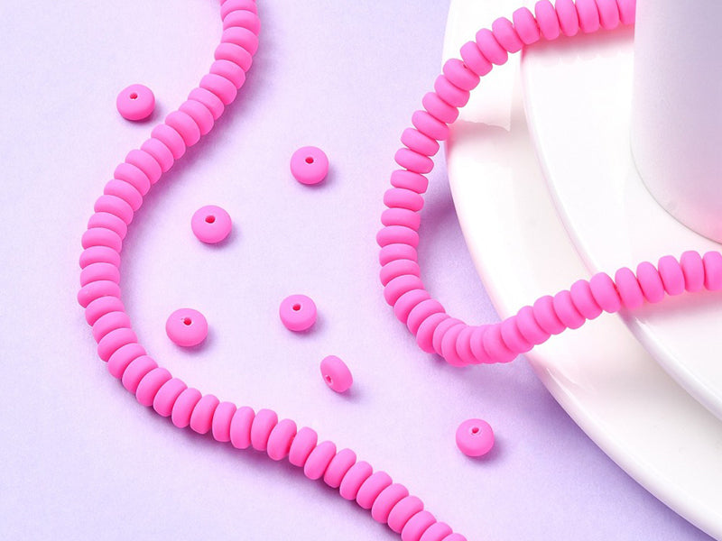 Achat Boite de perles heishi épaisses 6 mm - Fuchsia