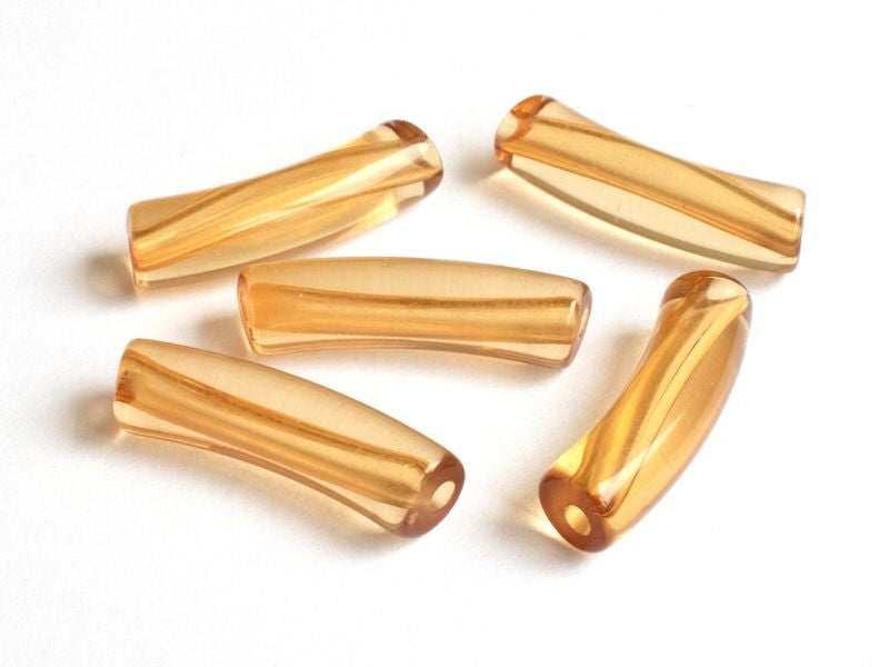 Achat Lot de 5 perles tubes transparentes en résine 6 mm - Jaune ambré