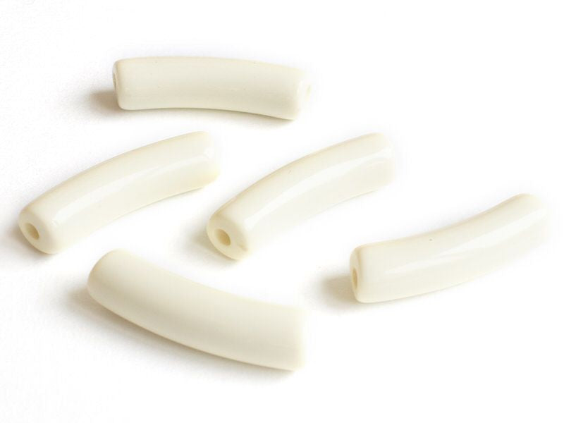 Achat Lot de 5 perles tubes opaques en résine 6 mm - Beige