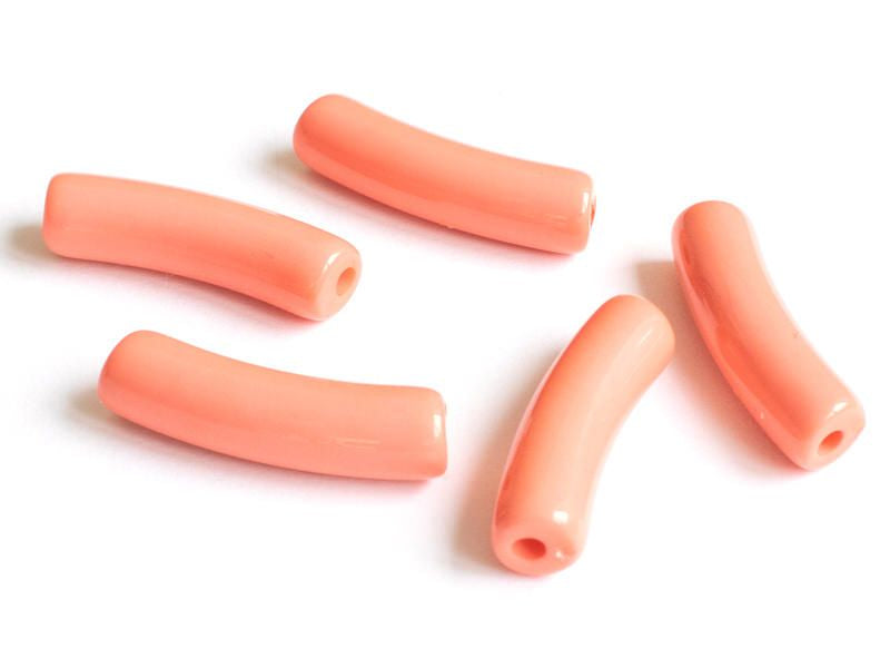 Achat Lot de 5 perles tubes opaques en résine 6 mm - Corail