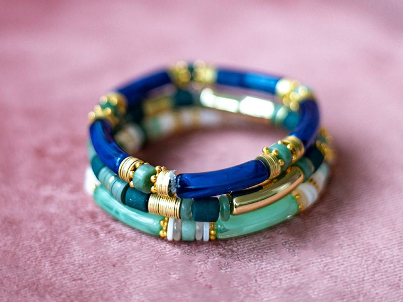 achat Lot de 5 perles tubes - Imitation naturelle marbre 6 mm - Bleu marine