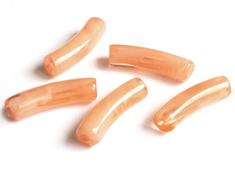 Achat Lot de 5 perles tubes - Imitation naturelle marbré 6 mm - Orange