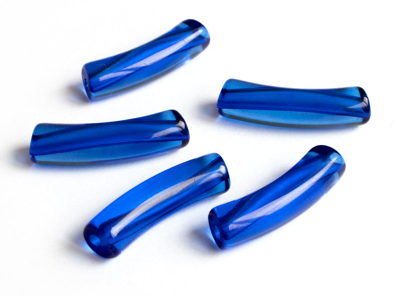 Achat Lot de 5 perles tubes transparentes en résine 6 mm - Bleu