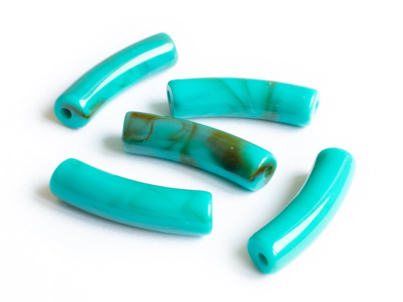 Achat Lot de 5 perles tubes - Imitation naturelle marbre 6 mm - Turquoise