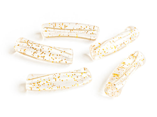 Achat Lot de 5 perles tubes transparentes 6 mm - Doré pailleté