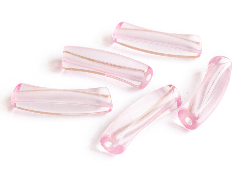 Achat Lot de 5 perles tubes transparentes en résine 6 mm - Rose