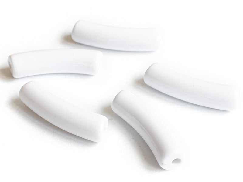 Achat Lot de 5 perles tubes opaques en résine 6 mm - Blanc