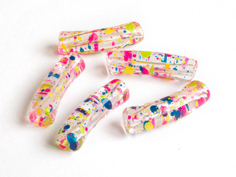 Achat Lot de 5 perles tubes transparentes 6 mm - Tacheté Holidays